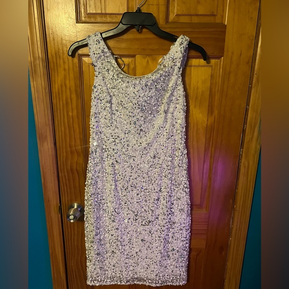 Adriana Papell ivory/silver sequin & beaded dress! - Picture 2 of 5